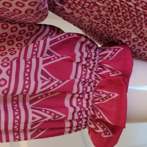 CEZELE  Pink Geometric Bohemian Summer Midi Dress Small - Picture 16 of 17